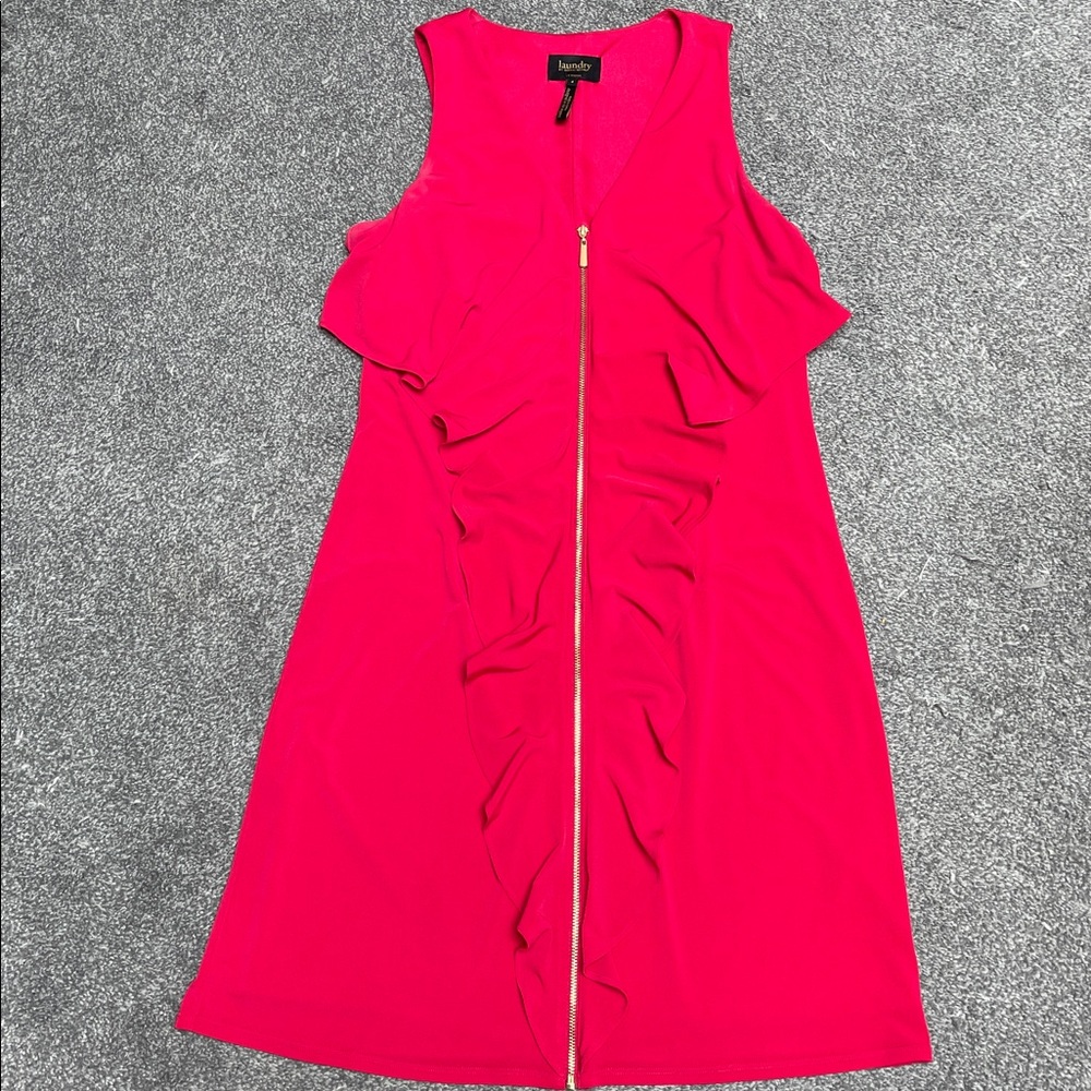Laundry by Shelli Segal Sexy Front Zip Dress with Ruffle overlay - Sz. 4-PTP 17